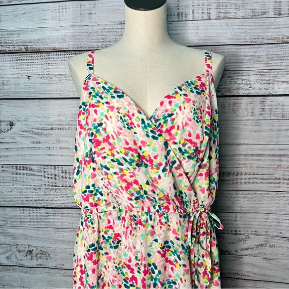 Torrid 2X Georgette Surplice Wrap Romper Spotted Confetti Sleeveless Adjustable - Picture 4 of 14